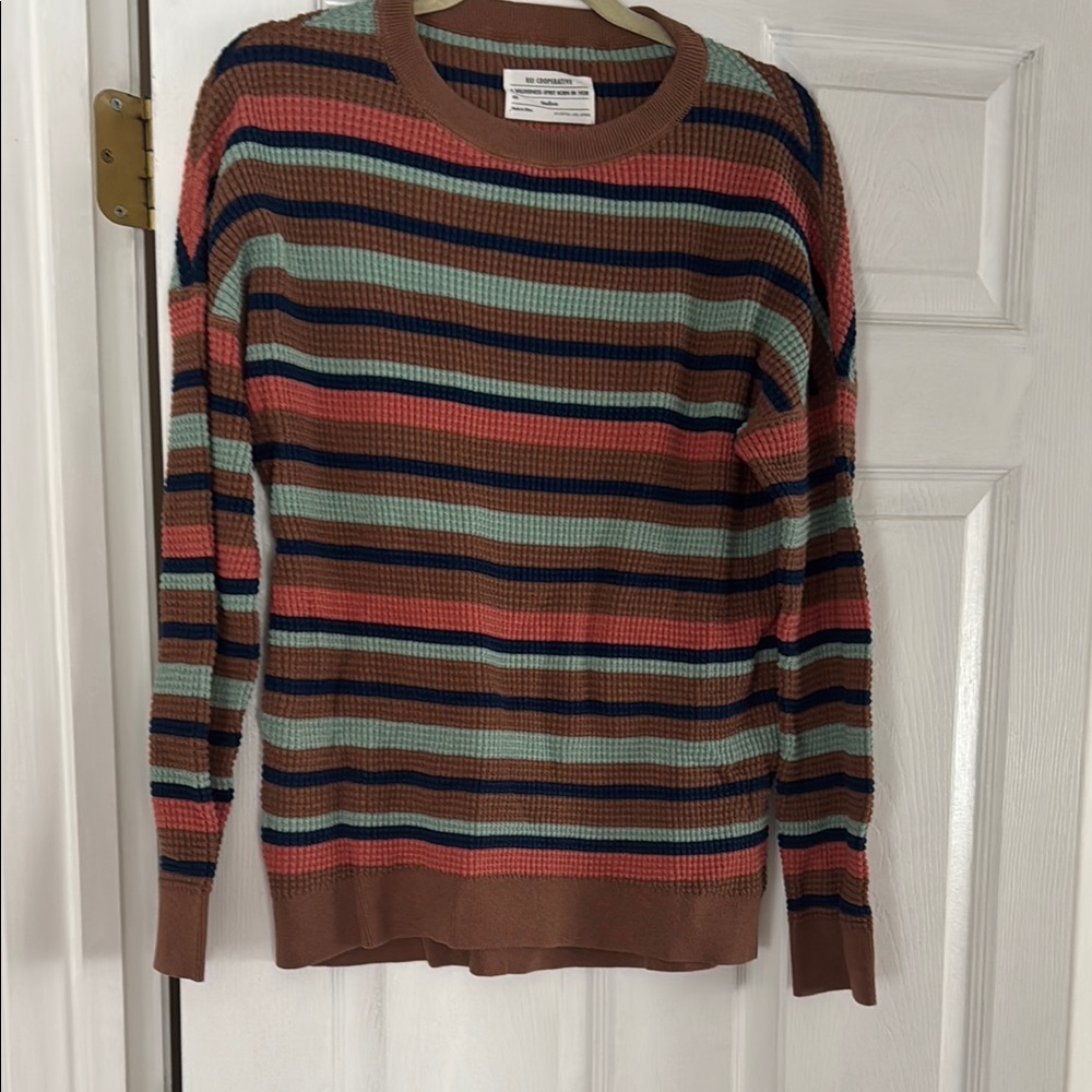 REI Brown and Blue Ribbed Hoodie